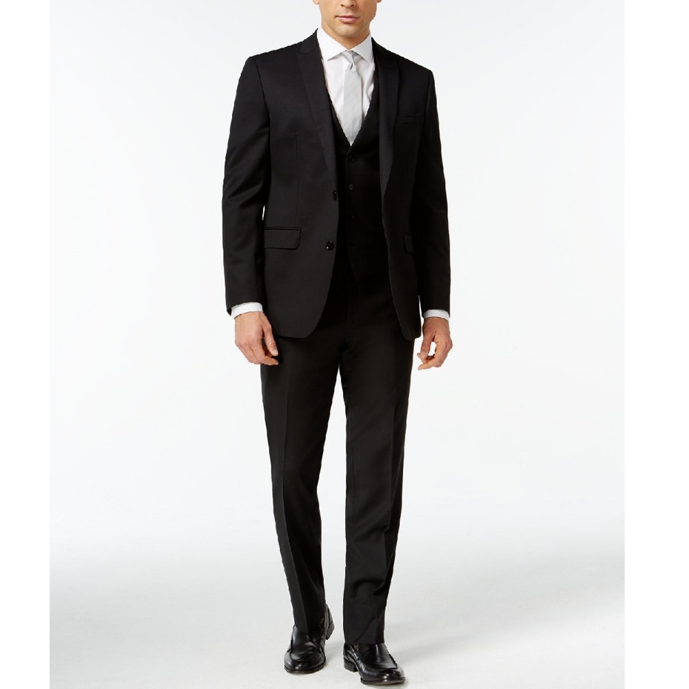 Bar III - Wool Suit Black (Peak Lapel) 44L 40x32